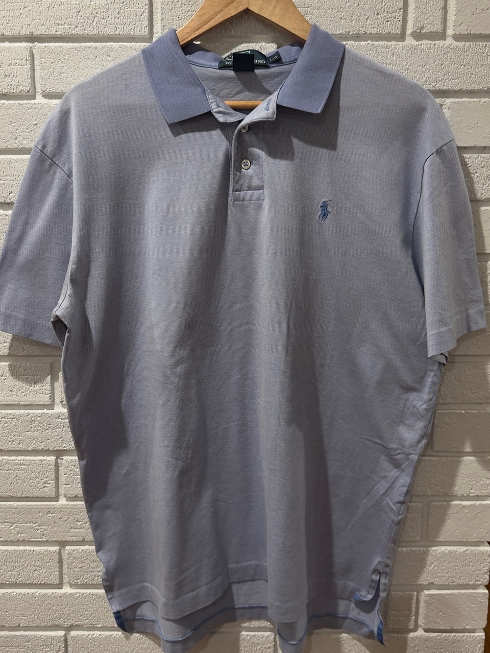 Polo by Ralph Lauren Men’s Pale Blue Cotton Polo Shirt Vintage Size L